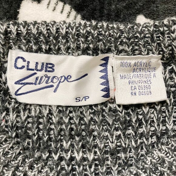 CLUB EUROPE Vintage grey black white blend thick knit sweater ~ SMALL MEDIUM - Picture 2 of 12